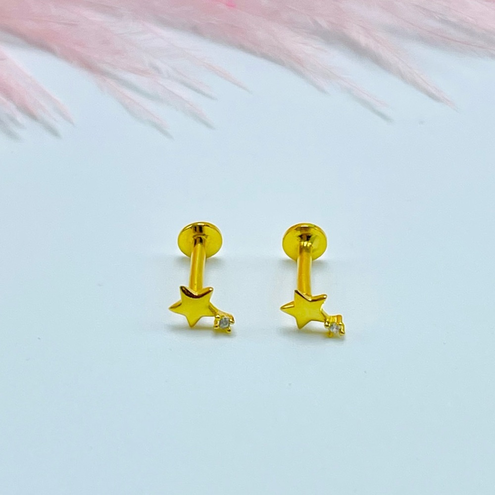 Small gold star stud earrings. Tiny star stud 18k gold over 925 sterling silver